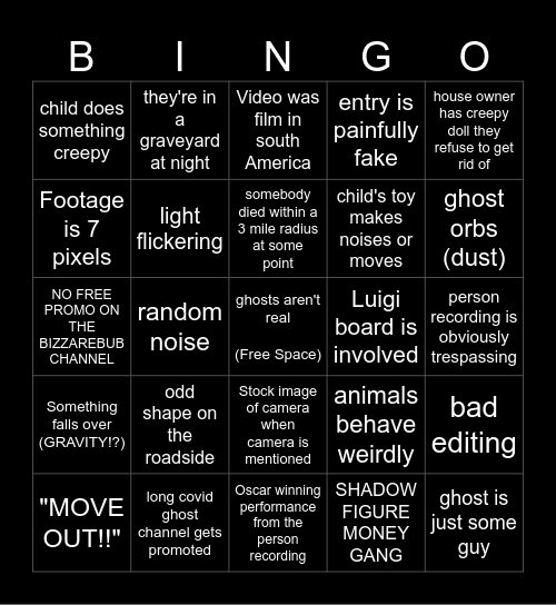 BizzareBub Bingo Card