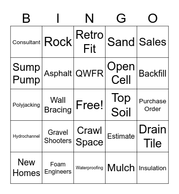 Construction Services Bingo Card