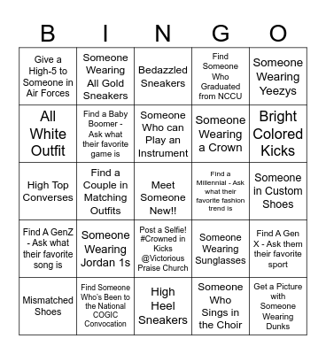 Crowned in Kicks Sneaker Ball Bingo Card