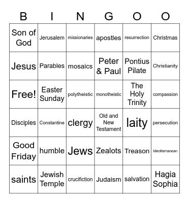 Christianity in the Roman Empire Bingo Card