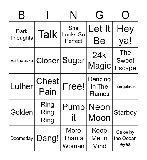 Music Bingo Card