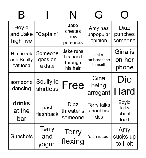 Brooklyn 99 Bingo Card