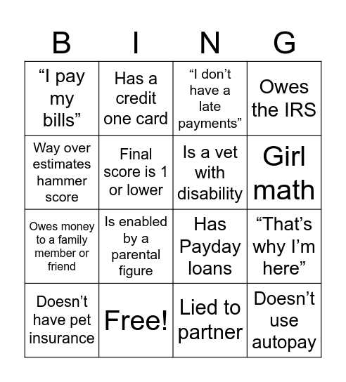 Financial Audit Bingo Card
