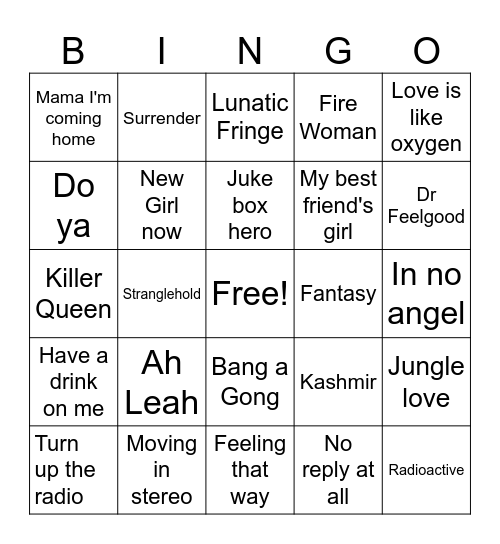 tur Bingo Card