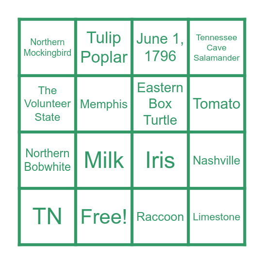 TN State Bingo Card