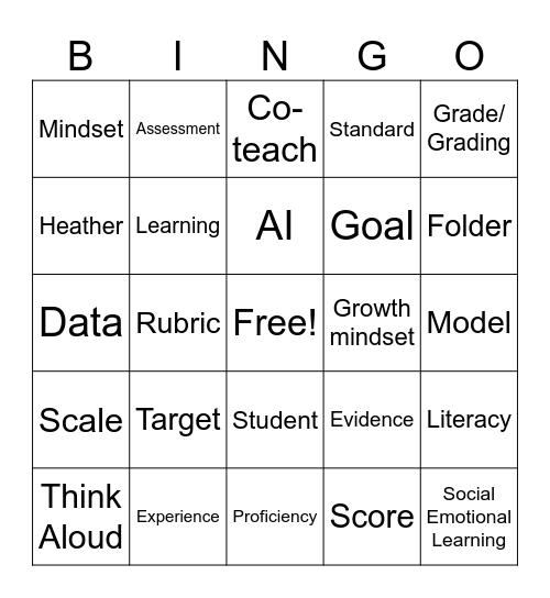 Buzz Word Bingo Card