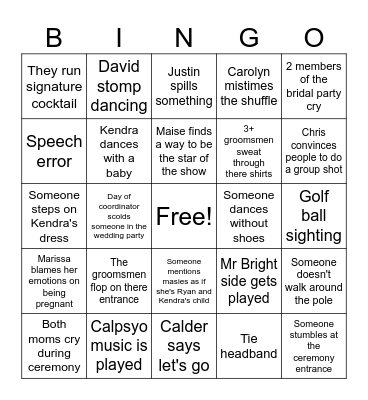 Wedding Bingo Card