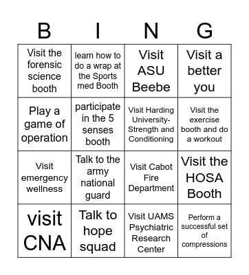 Health Expo Bingo Card