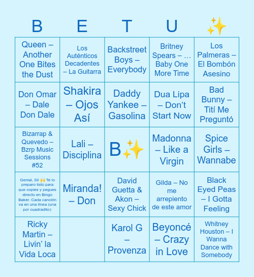 Betu'fest Bingo Card