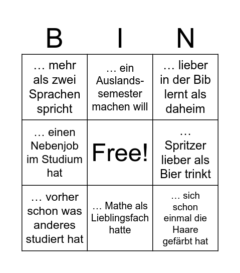 Findet eine Person, die… Bingo Card