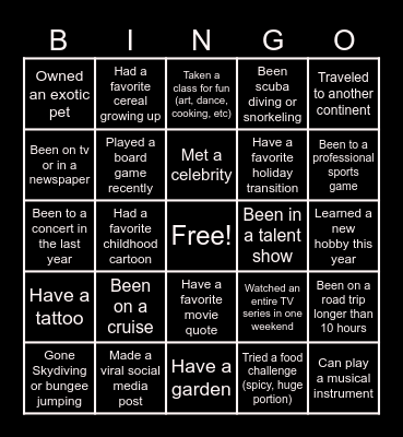 Monday Team Meeting Bingo Card