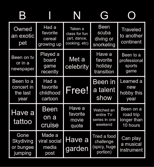 Monday Team Meeting Bingo Card