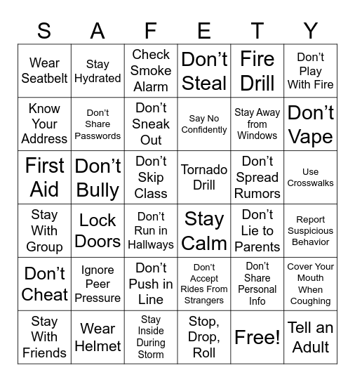 Life 101 Awareness Week BINGO Card