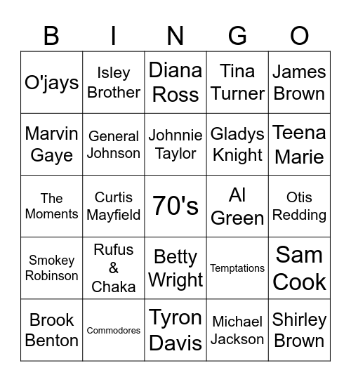 70's Birthday Party Bingo Card