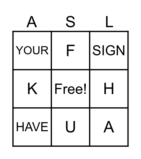 FIRST 99 SIGNS Bingo Card