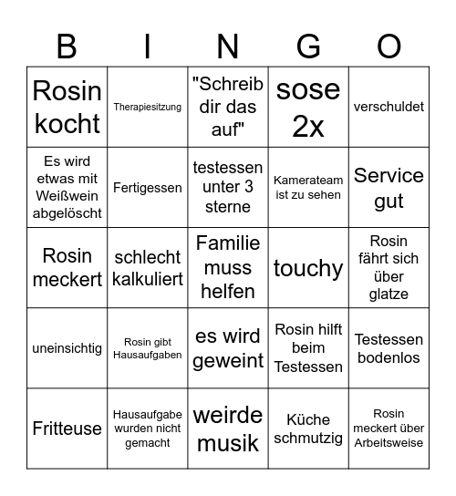 Frank Rosin Bingo Card