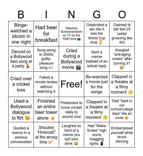 Thirty-fun Bingo! Bingo Card
