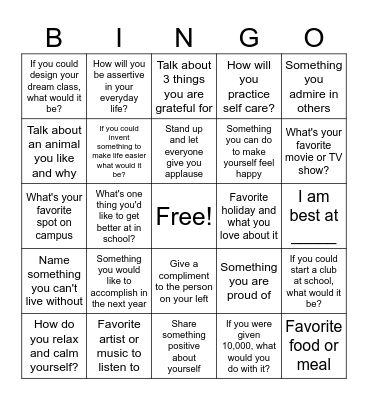 Social Bingo Card