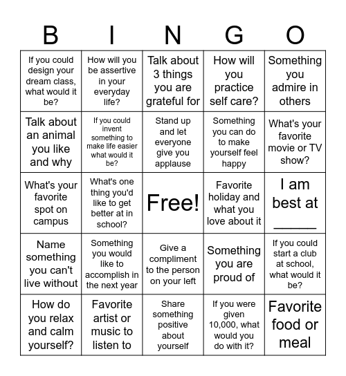 Social Bingo Card