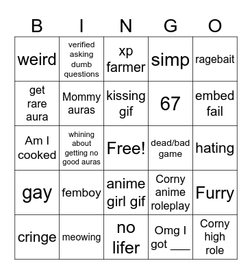 Sols rng discord Bingo Card