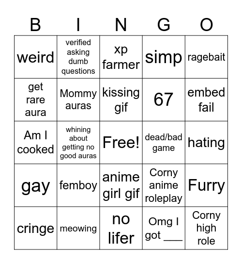 Sols rng discord Bingo Card