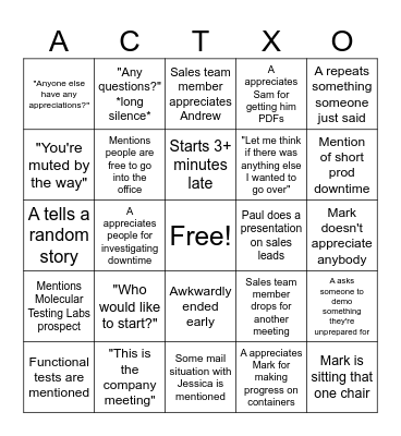 ACTXO Bingo Card