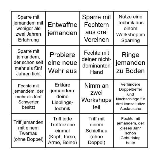 KielHau FechtBingo Card