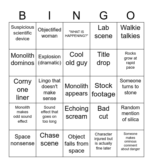 MONOLITH BINGO Card