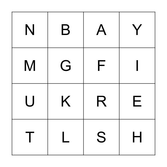 Thanksgiving Bingo Card