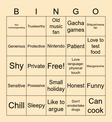 Are you My Type ? 🤔😮🥰 Bingo Card