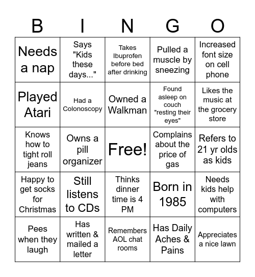 Stacie's 40th Birthday Bingo Card