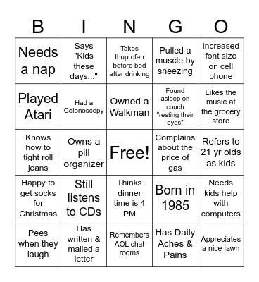Stacie's 40th Birthday Bingo Card