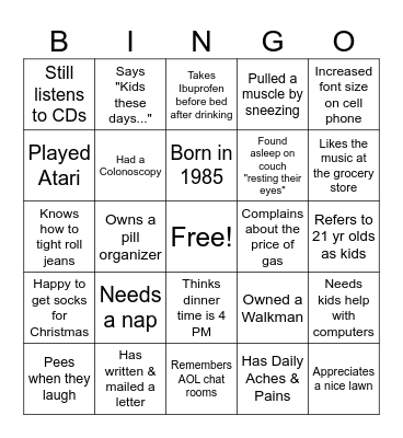 Stacie's 40th Birthday Bingo Card