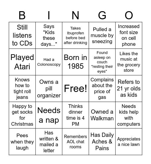 Stacie's 40th Birthday Bingo Card
