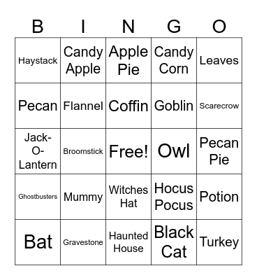Halloween/Fall Bingo Card