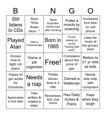 Stacie's 40th Birthday Bingo Card