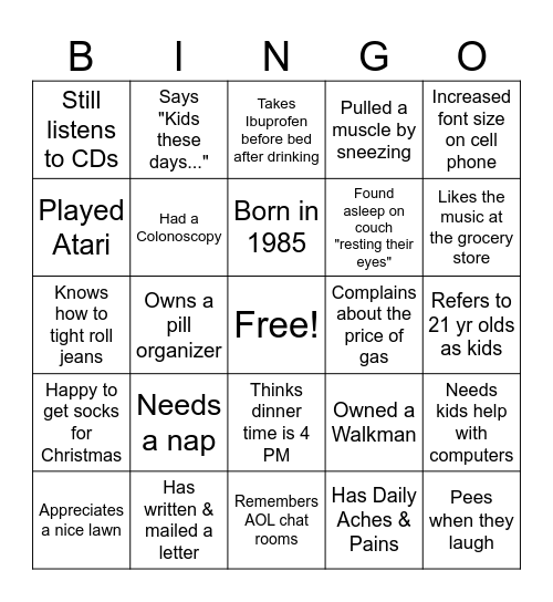 Stacie's 40th Birthday Bingo Card