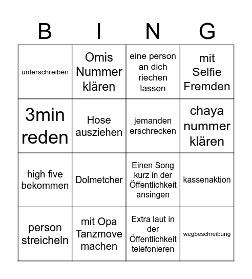 Bingo der Bingos Bingo Card