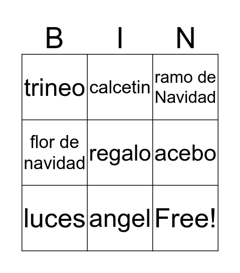 Feliz Navidad Bingo Card