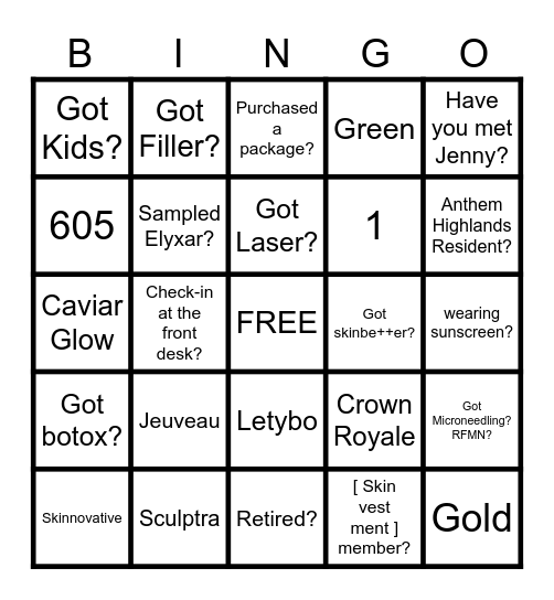 [ Skin + Tonic ] Bingo Card