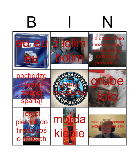 jegol Bingo Card