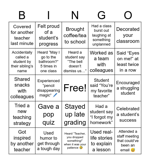 🍳 Breakfast Bingo – Teacher Life List  “United in Purpose, Inspired to Teach.” Bingo Card