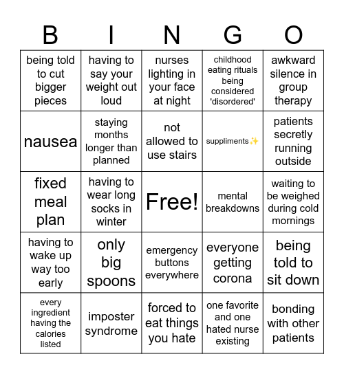 Inpatient✨️ Bingo Card