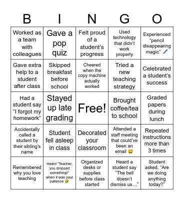 🍳 Breakfast Bingo – Teacher Life List  “United in Purpose, Inspired to Teach.” Bingo Card