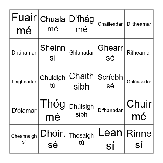 Aimsir Chaite (Inné) Bingo Card