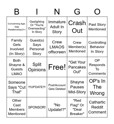 SRRS Bingo Card