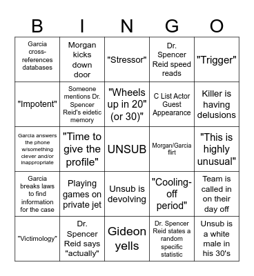 CRIMINAL MINDS BINGO Card