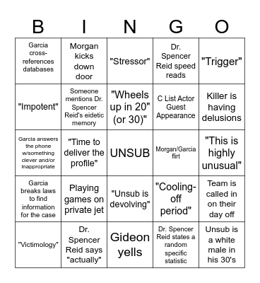 CRIMINAL MINDS BINGO Card