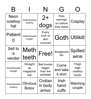 Western Days Bingo Card