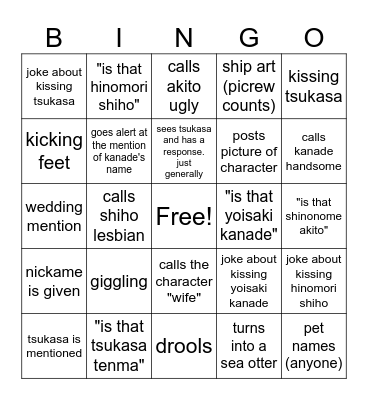 bingo cards for yume friends Bingo Card